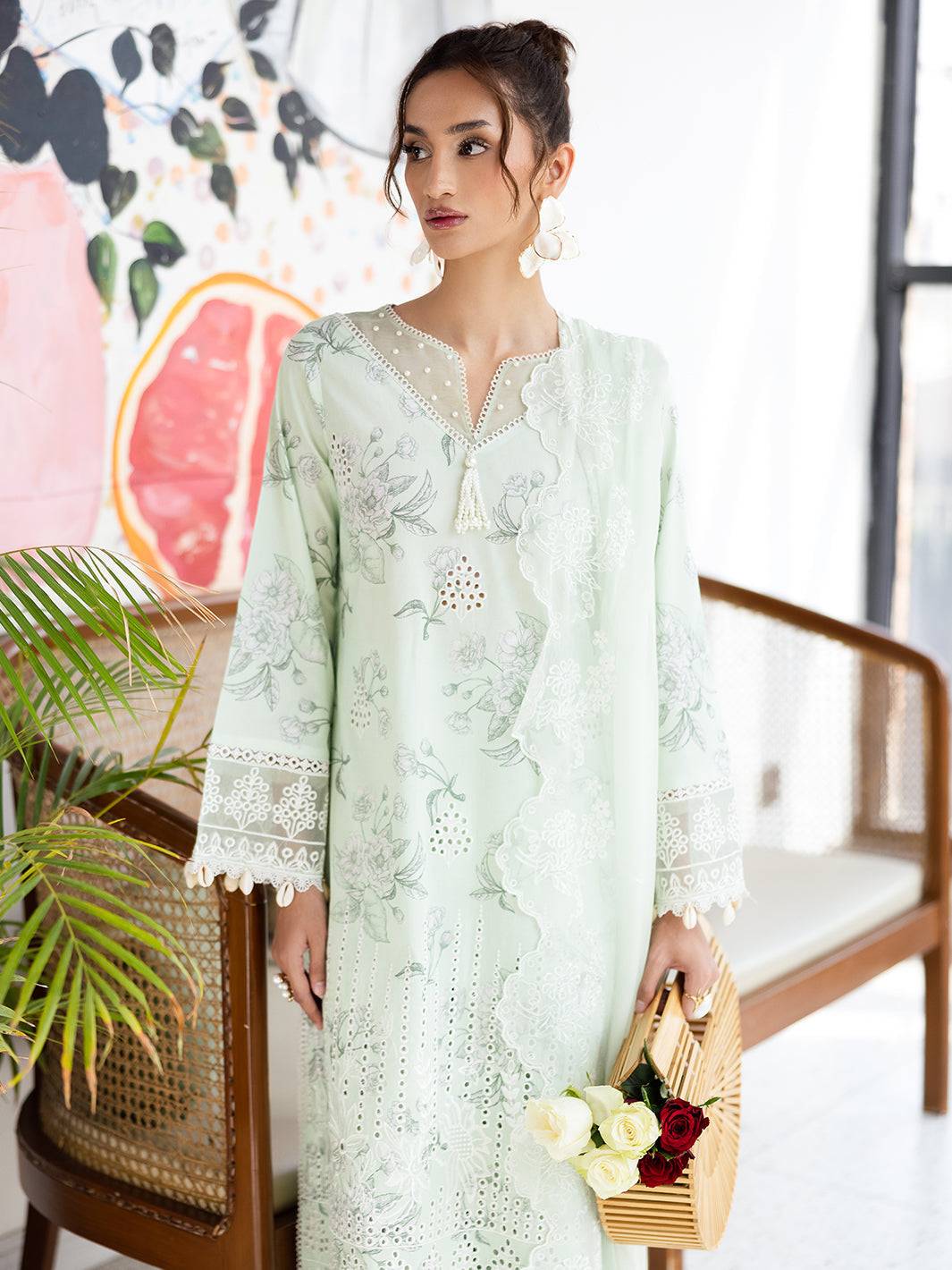 Mahnur | After Hours Luxury Lawn 25 | Mint Mirage by Maria Faisal - Registered Vendor of : Mahnur - type : Ladies Clothes - 100% original wedding dresses