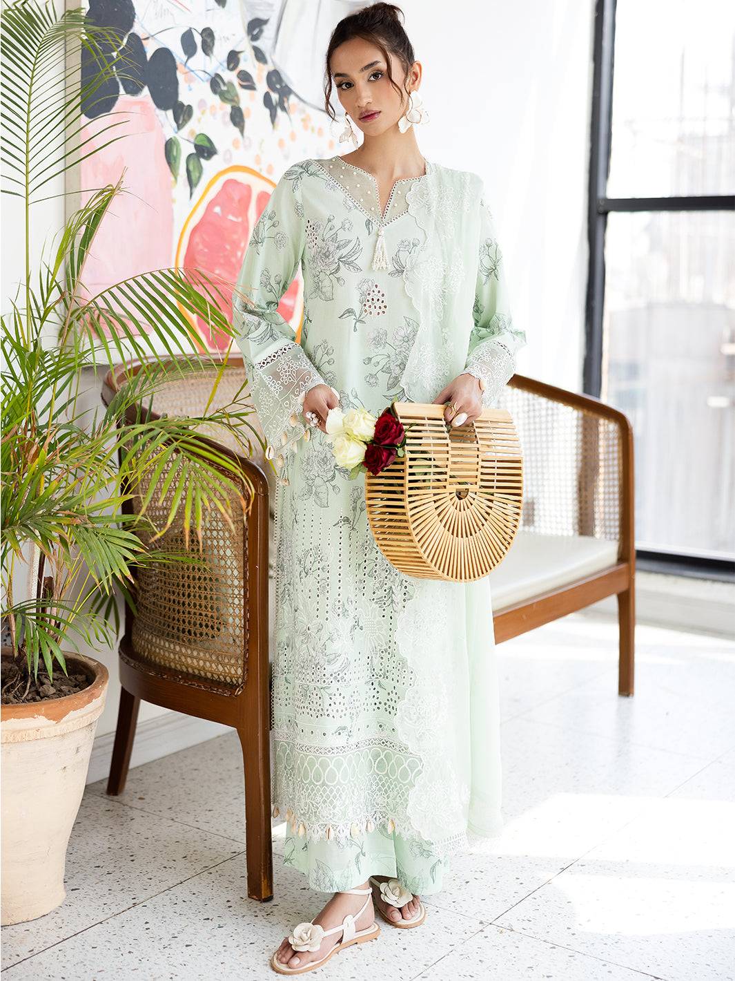Mahnur | After Hours Luxury Lawn 25 | Mint Mirage by Maria Faisal - Registered Vendor of : Mahnur - type : Ladies Clothes - 100% original wedding dresses