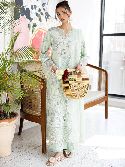 Mahnur | After Hours Luxury Lawn 25 | Mint Mirage by Maria Faisal - Registered Vendor of : Mahnur - type : Ladies Clothes - 100% original wedding dresses