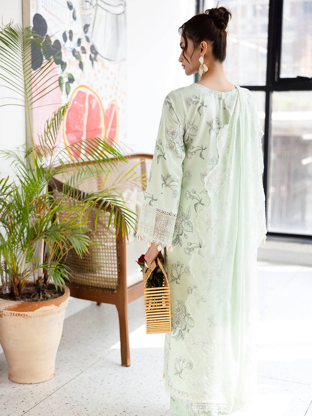 Mahnur | After Hours Luxury Lawn 25 | Mint Mirage by Maria Faisal - Registered Vendor of : Mahnur - type : Ladies Clothes - 100% original wedding dresses