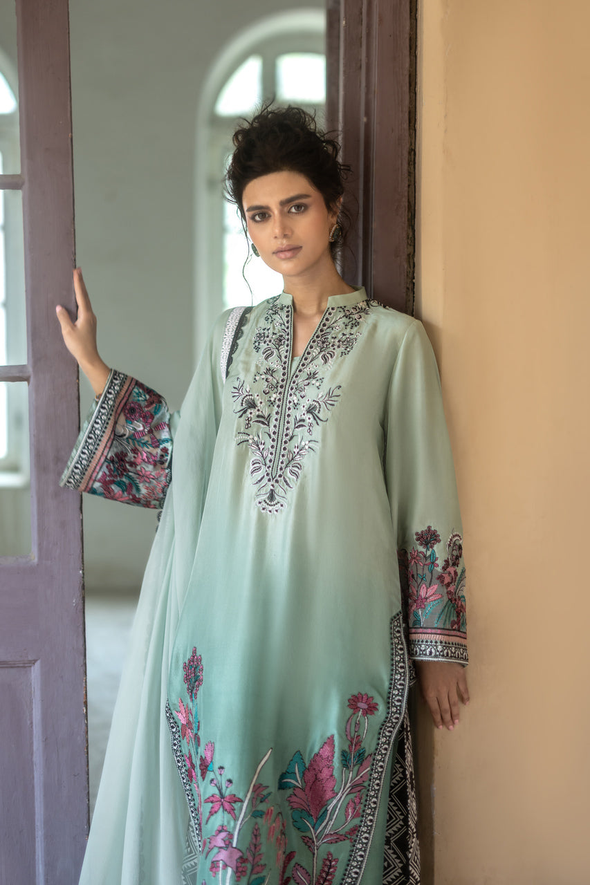 Zainab Chottani | Summer Edition 26 | Mint Serenade - Formal Dress - available at Maria Faisal in UK and USA.