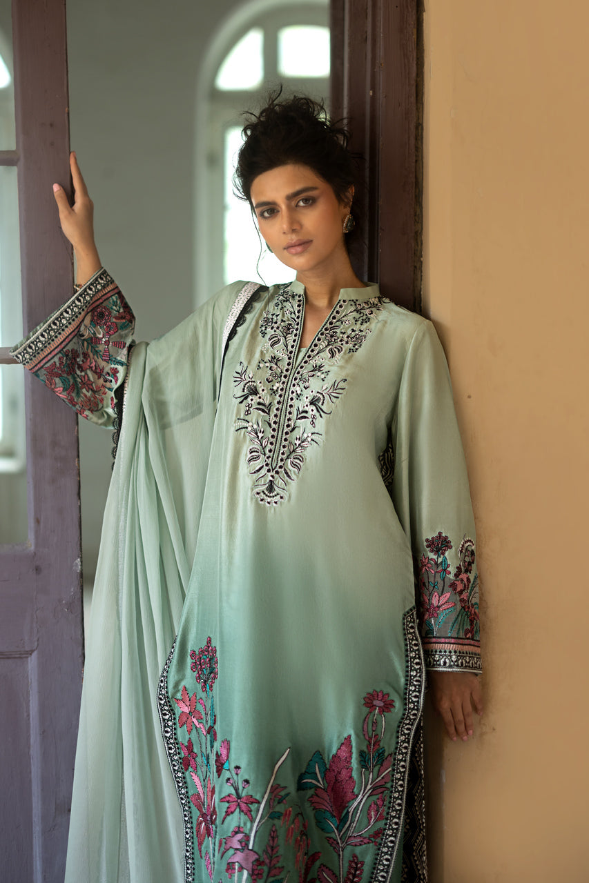 Zainab Chottani | Summer Edition 26 | Mint Serenade - Formal Dress - available at Maria Faisal in UK and USA.