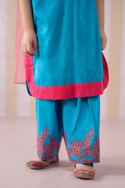 3 Piece Dyed Dobby Jacquard Suit - Kids Clothes - available at Maria Faisal in UK and USA