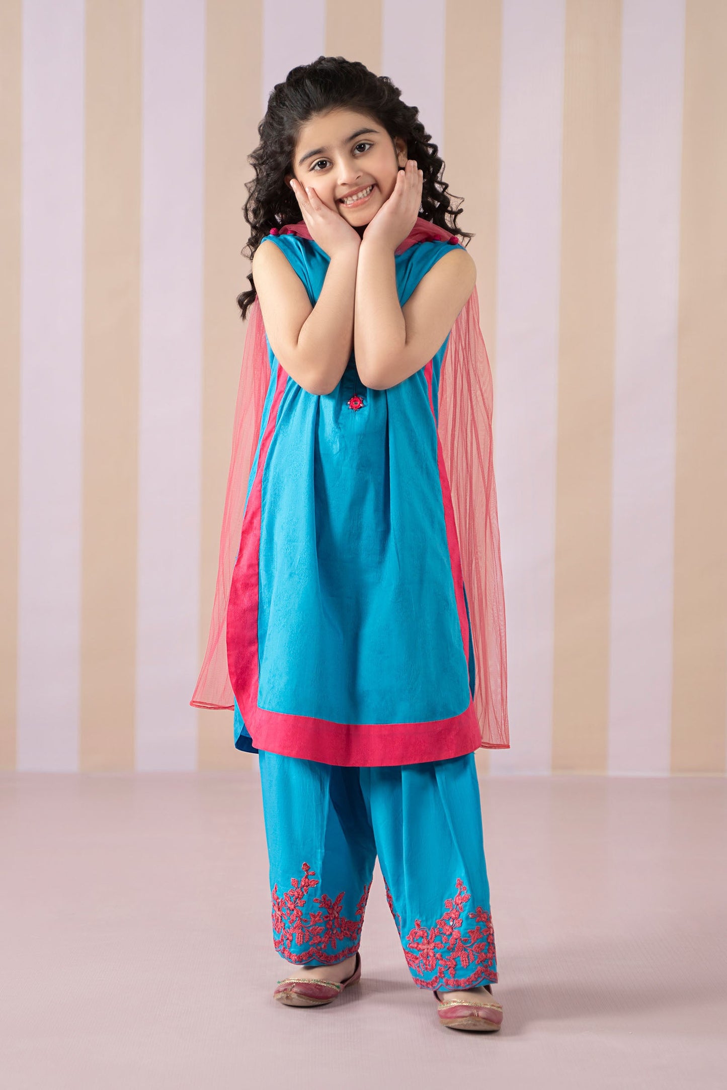 3 Piece Dyed Dobby Jacquard Suit - Kids Clothes - available at Maria Faisal in UK and USA
