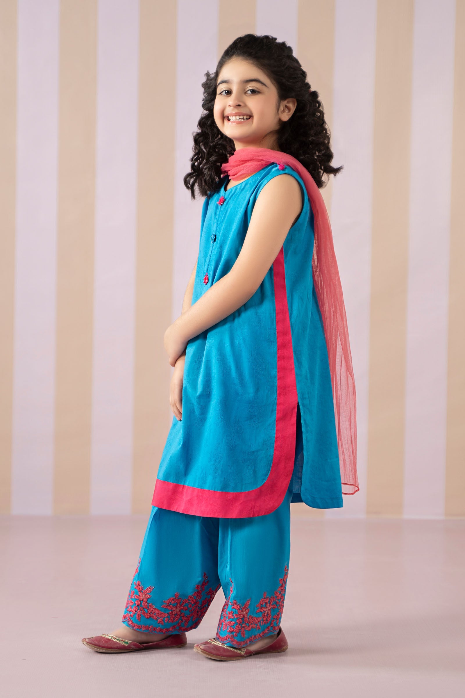 3 Piece Dyed Dobby Jacquard Suit - Kids Clothes - available at Maria Faisal in UK and USA