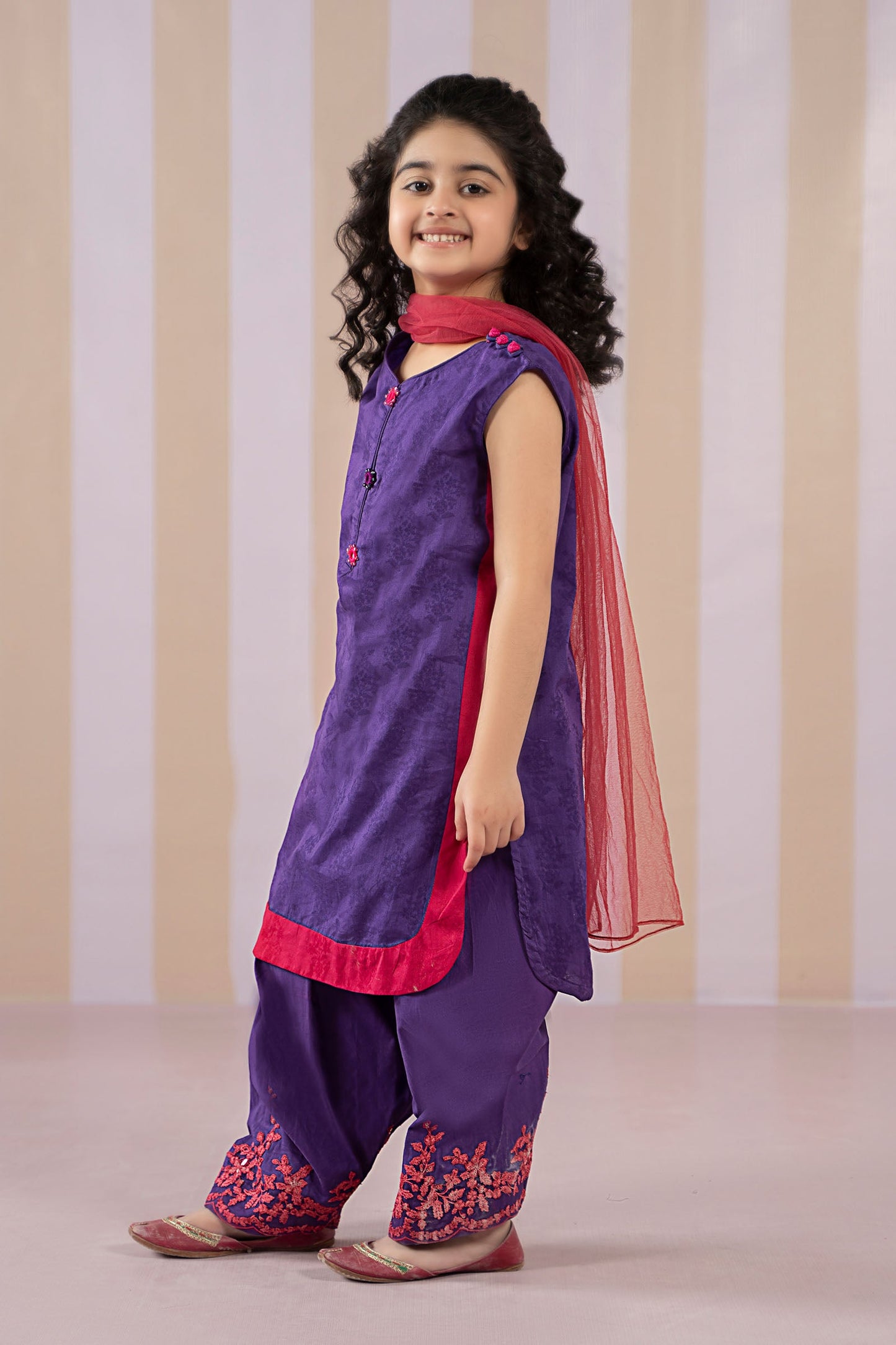 3 Piece Dyed Dobby Jacquard Suit - Kids Clothes - available at Maria Faisal in UK and USA
