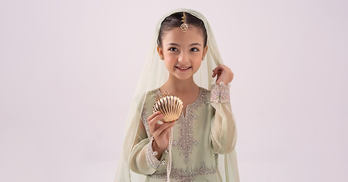 3 Piece Embroidered Organza Suit - Kids Clothing - available at Maria Faisal in UK and USA.