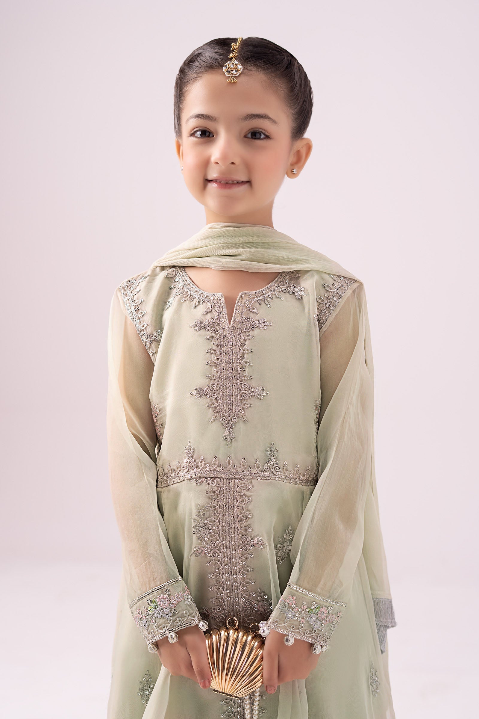 3 Piece Embroidered Organza Suit - Kids Clothing - available at Maria Faisal in UK and USA.
