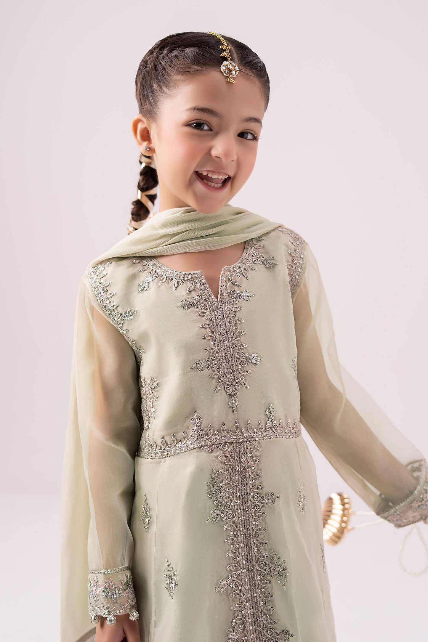 3 Piece Embroidered Organza Suit - Kids Clothing - available at Maria Faisal in UK and USA.