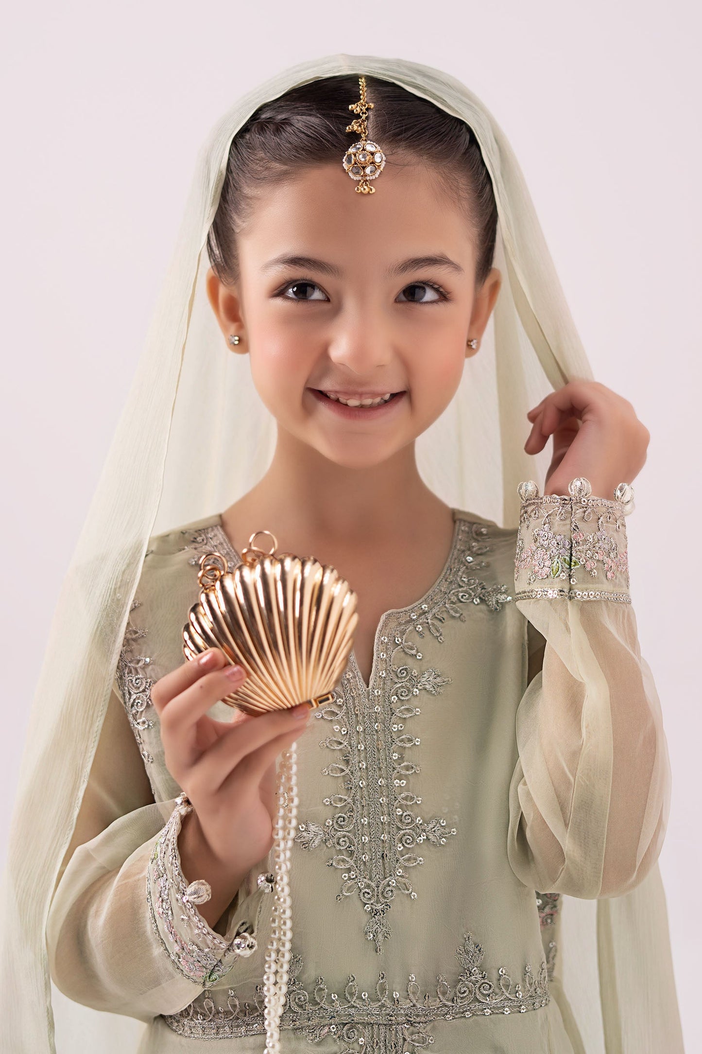 3 Piece Embroidered Organza Suit - Kids Clothing - available at Maria Faisal in UK and USA.