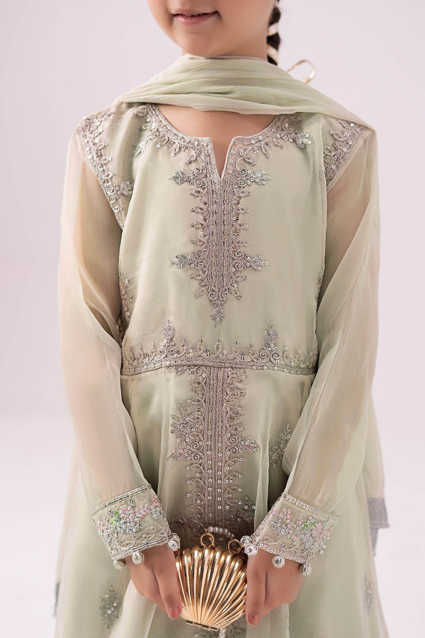 3 Piece Embroidered Organza Suit - Kids Clothing - available at Maria Faisal in UK and USA.