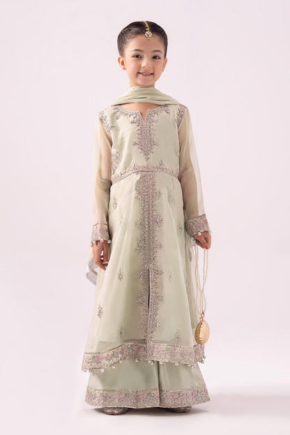 3 Piece Embroidered Organza Suit - Kids Clothing - available at Maria Faisal in UK and USA.