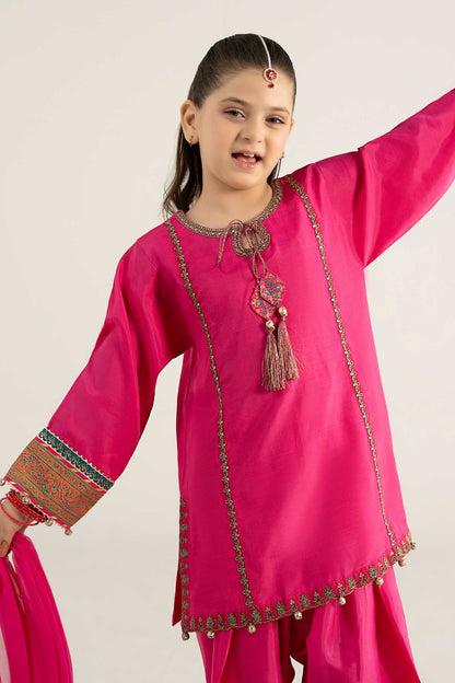 3 Piece Embroidered Raw Silk Suit - Kids Clothes - available at Maria Faisal in UK and USA