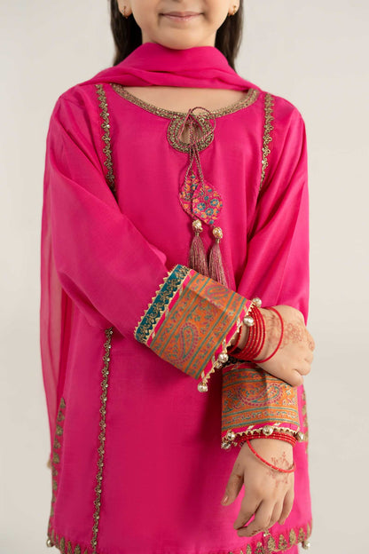 3 Piece Embroidered Raw Silk Suit - Kids Clothes - available at Maria Faisal in UK and USA