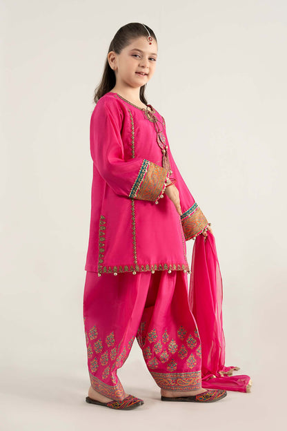 3 Piece Embroidered Raw Silk Suit - Kids Clothes - available at Maria Faisal in UK and USA