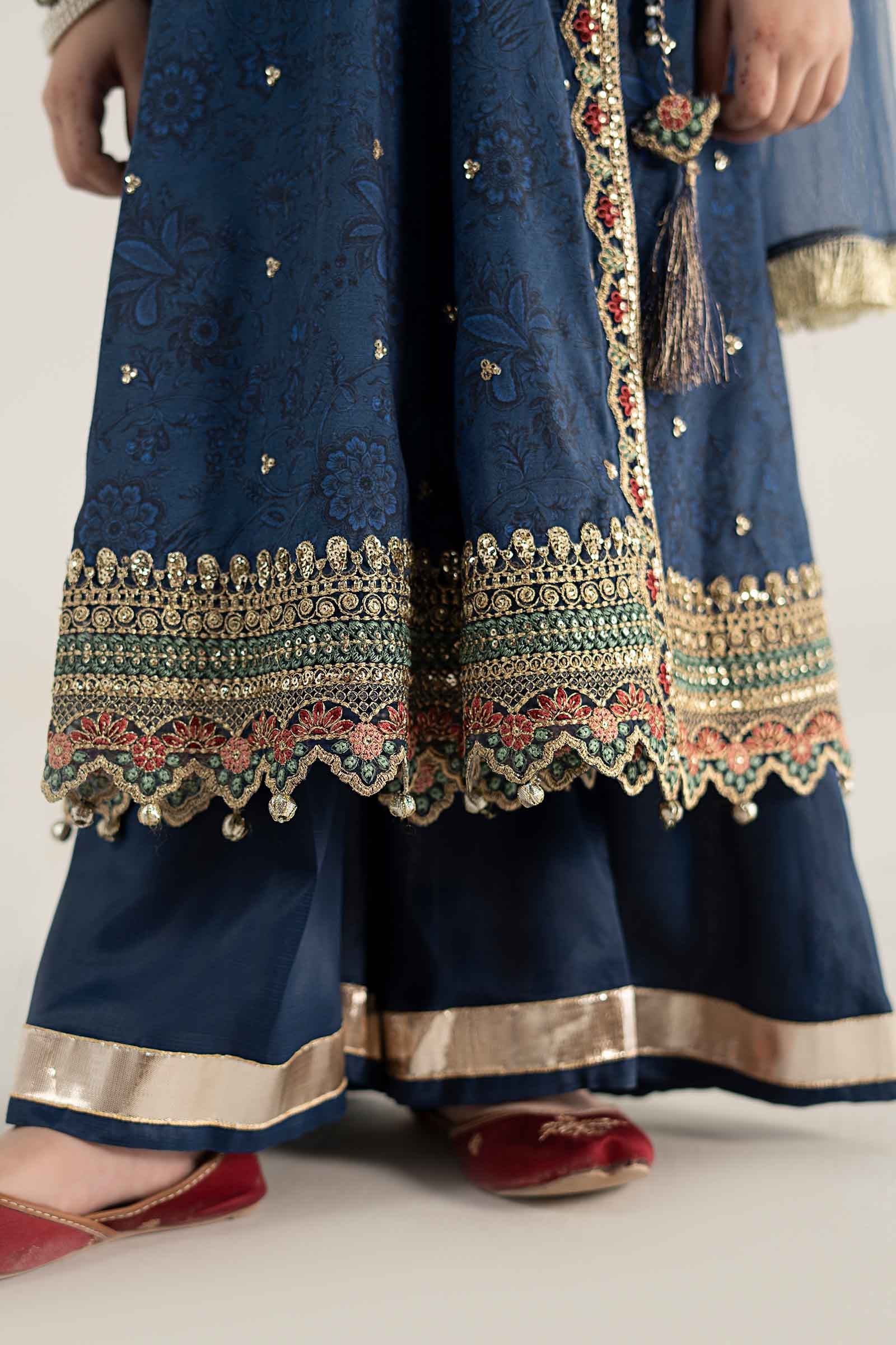 3 Piece Embroidered Raw Silk Suit - Kids Clothes - available at Maria Faisal in UK and USA