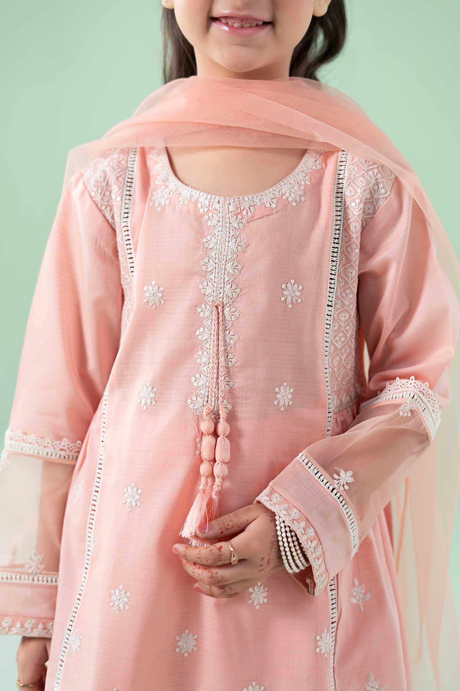 3 Piece Embroidered Dobby Suit - Kids Clothes - available at Maria Faisal in UK and USA