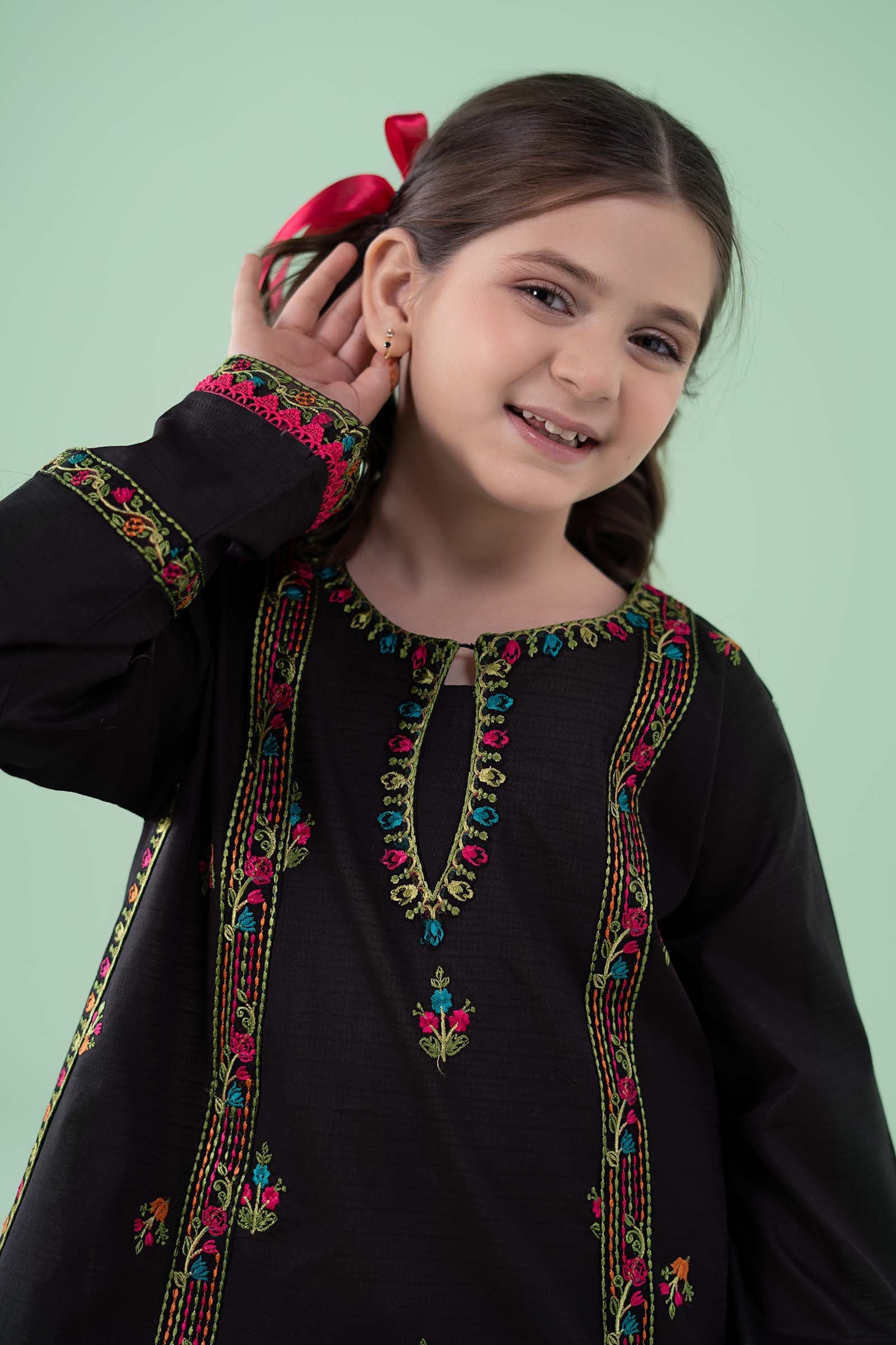3 Piece Embroidered Dobby Suit - Kids Clothes - available at Maria Faisal in UK and USA
