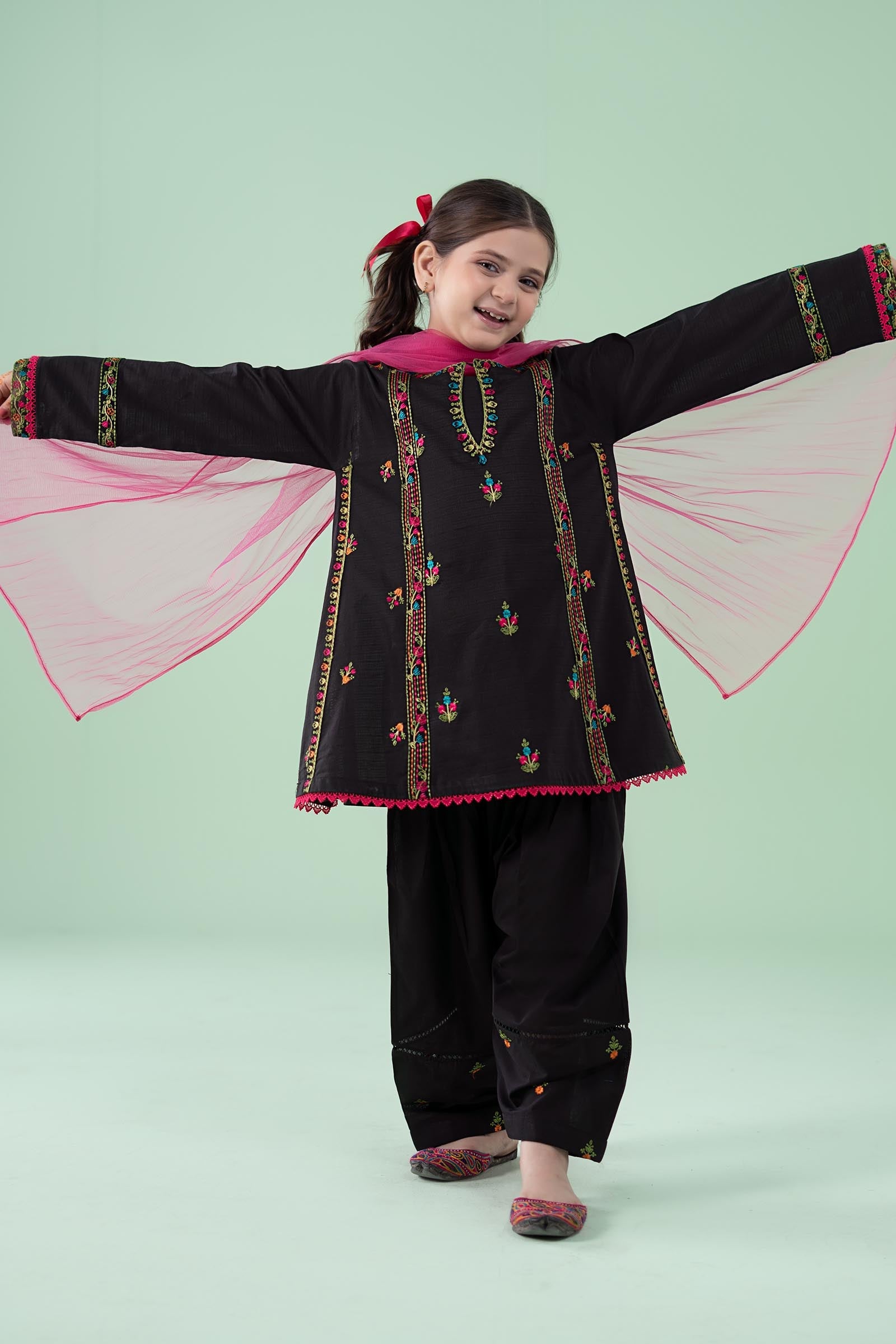 3 Piece Embroidered Dobby Suit - Kids Clothes - available at Maria Faisal in UK and USA