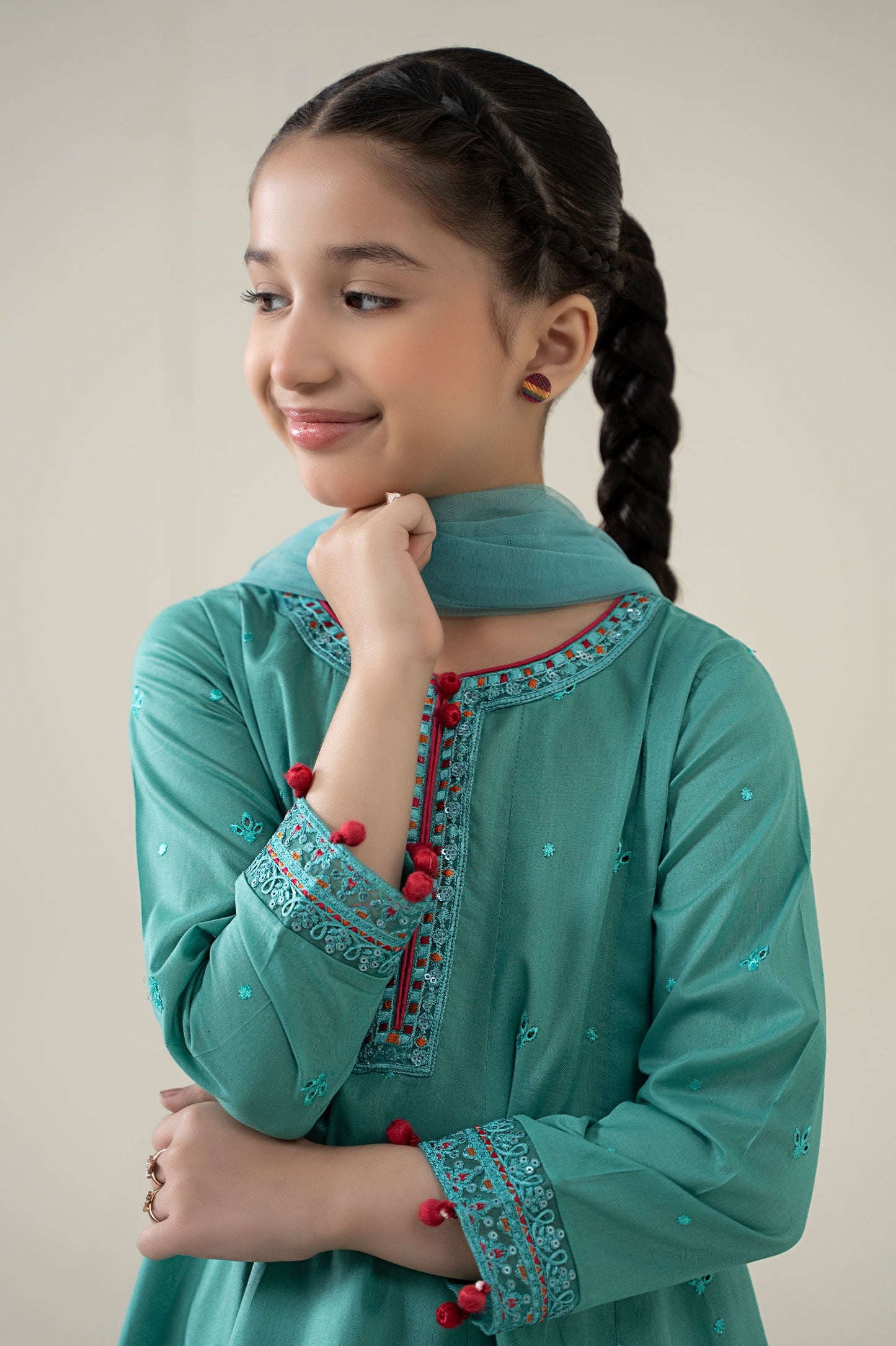 3 Piece Embroidered Lawn Suit - Kids Clothes - available at Maria Faisal in UK and USA