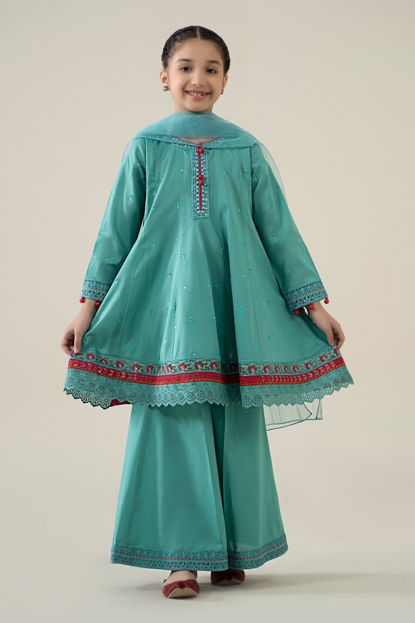 3 Piece Embroidered Lawn Suit - Kids Clothes - available at Maria Faisal in UK and USA