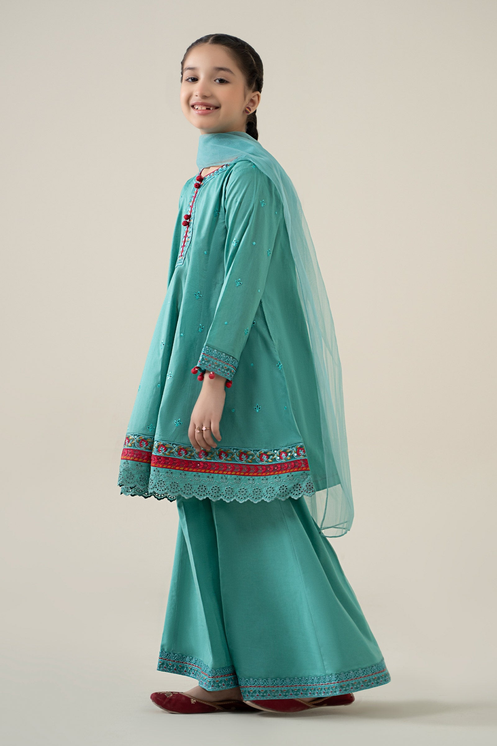 3 Piece Embroidered Lawn Suit - Kids Clothing - available at Maria Faisal in UK and USA.