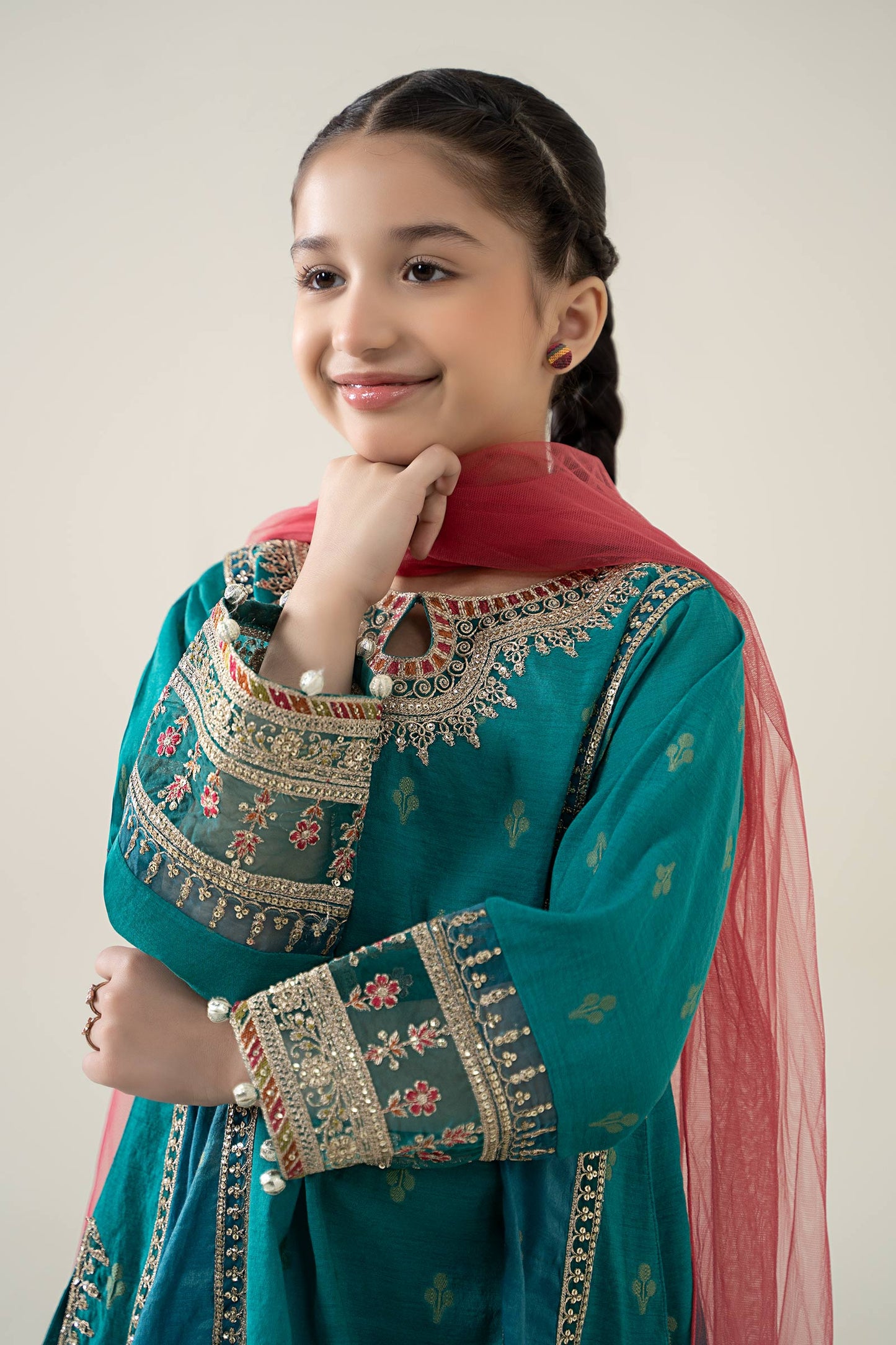 3 Piece Embroidered Paper Cotton Jacquard Suit - Kids Clothes - available at Maria Faisal in UK and USA