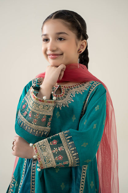 3 Piece Embroidered Paper Cotton Jacquard Suit - Kids Clothes - available at Maria Faisal in UK and USA