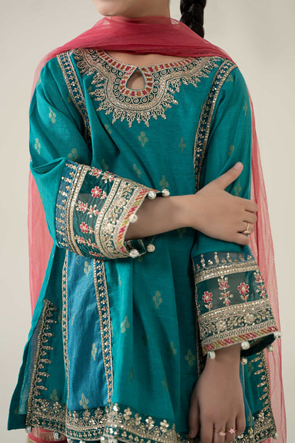 3 Piece Embroidered Paper Cotton Jacquard Suit - Kids Clothes - available at Maria Faisal in UK and USA