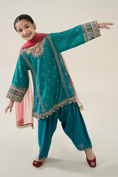3 Piece Embroidered Paper Cotton Jacquard Suit - Kids Clothes - available at Maria Faisal in UK and USA