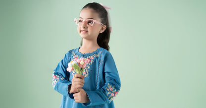 3 Piece Embroidered Lawn Suit - Kids Clothes - available at Maria Faisal in UK and USA