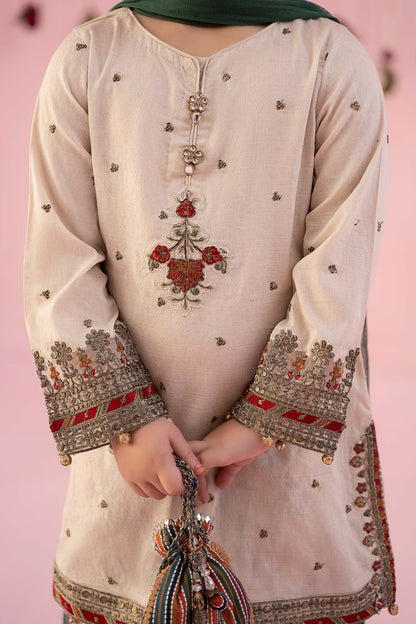 3 Piece Embroidered Dobby Suit - Kids Clothing - available at Maria Faisal in UK and USA.