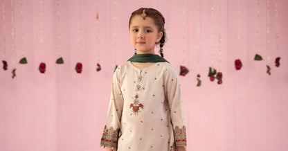 3 Piece Embroidered Dobby Suit - Kids Clothing - available at Maria Faisal in UK and USA.