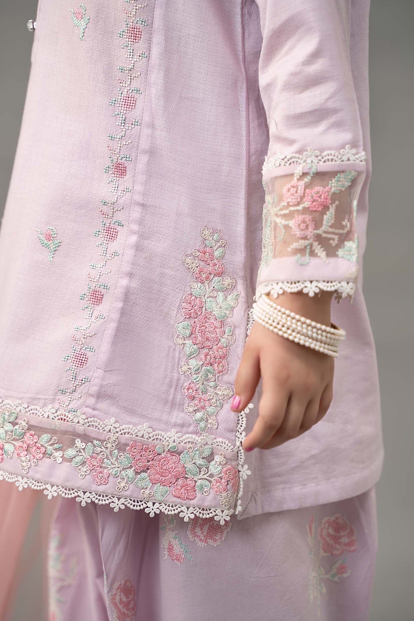 3 Piece Embroidered Dobby Lawn Suit - Kids Clothes - available at Maria Faisal in UK and USA