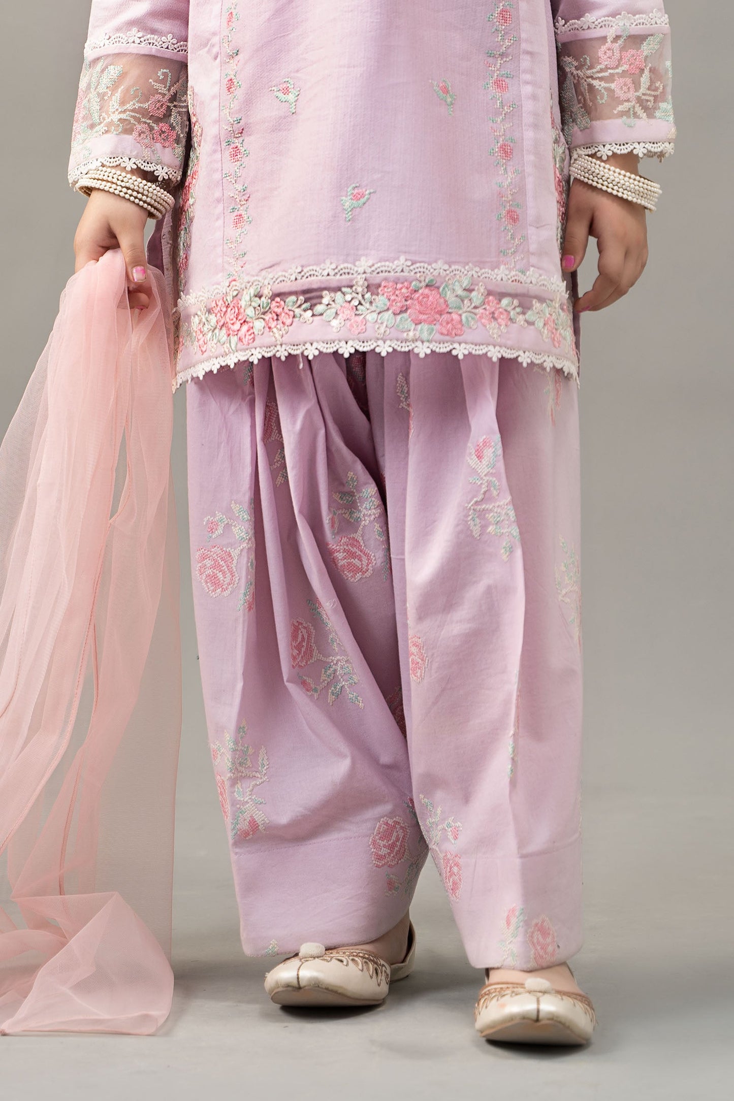 3 Piece Embroidered Dobby Lawn Suit - Kids Clothes - available at Maria Faisal in UK and USA