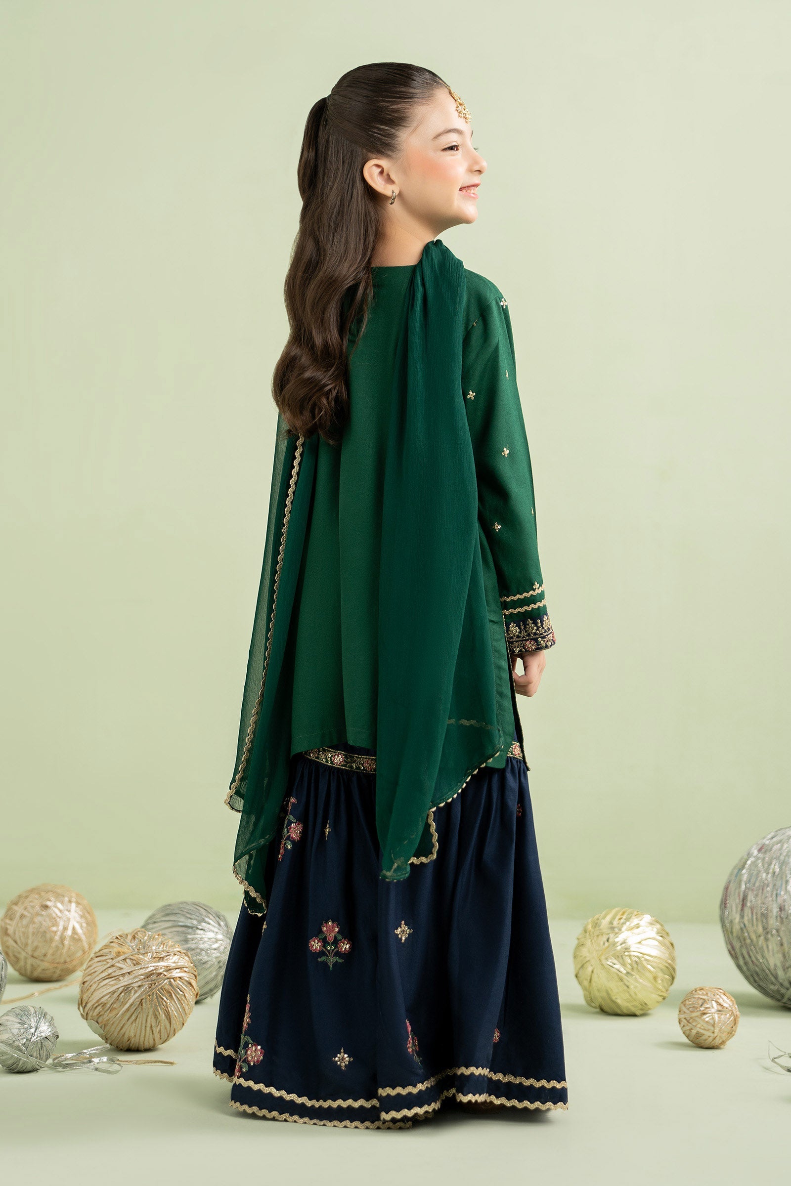 3 Piece Embroidered Linen Suit - Kids Clothes - available at Maria Faisal in UK and USA