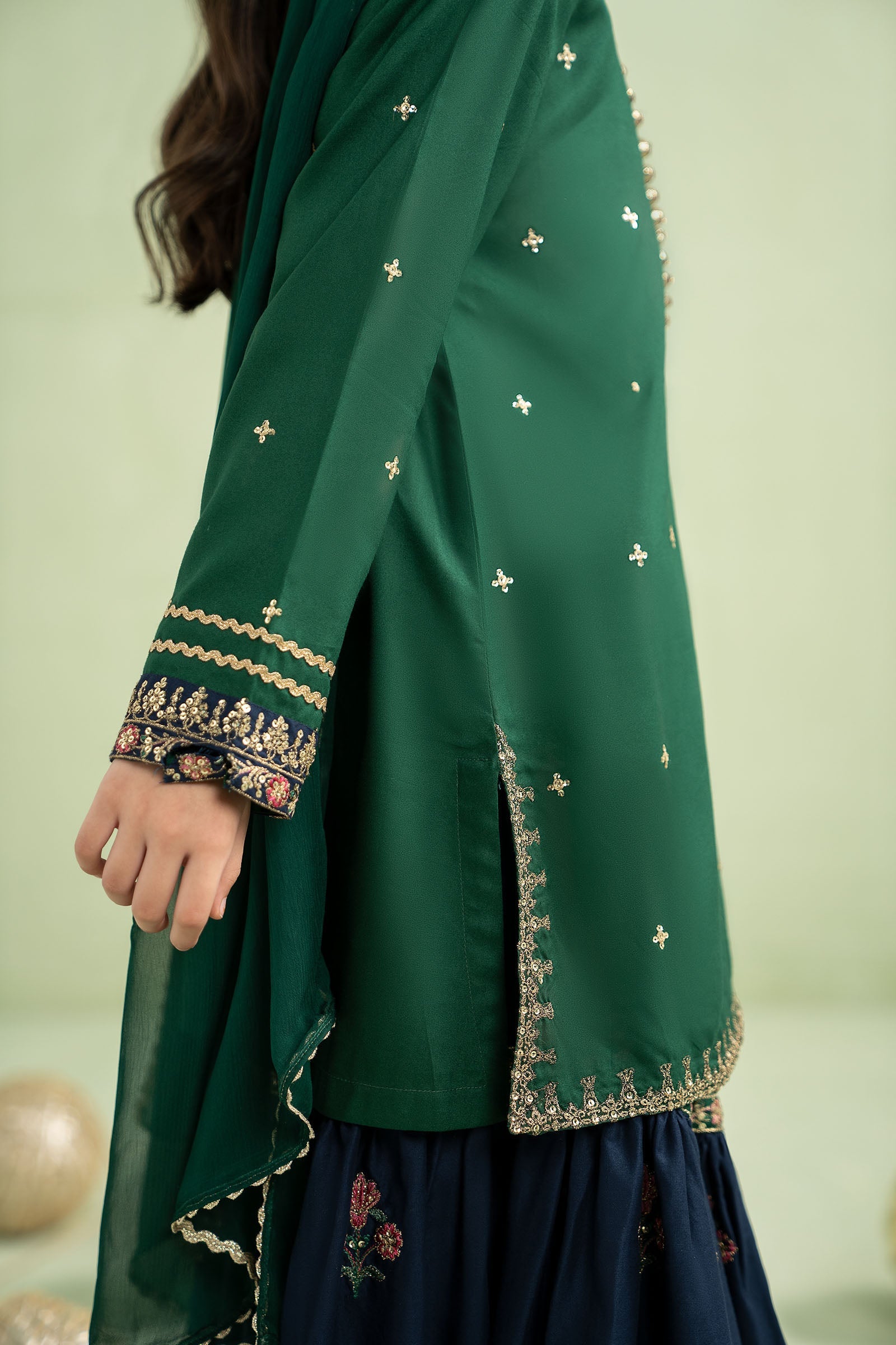 3 Piece Embroidered Linen Suit - Kids Clothes - available at Maria Faisal in UK and USA