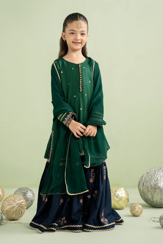 3 Piece Embroidered Linen Suit - Kids Clothes - available at Maria Faisal in UK and USA