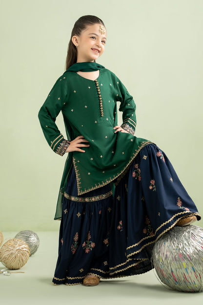 3 Piece Embroidered Linen Suit - Kids Clothes - available at Maria Faisal in UK and USA