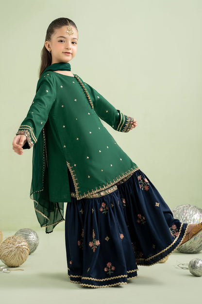 3 Piece Embroidered Linen Suit - Kids Clothes - available at Maria Faisal in UK and USA