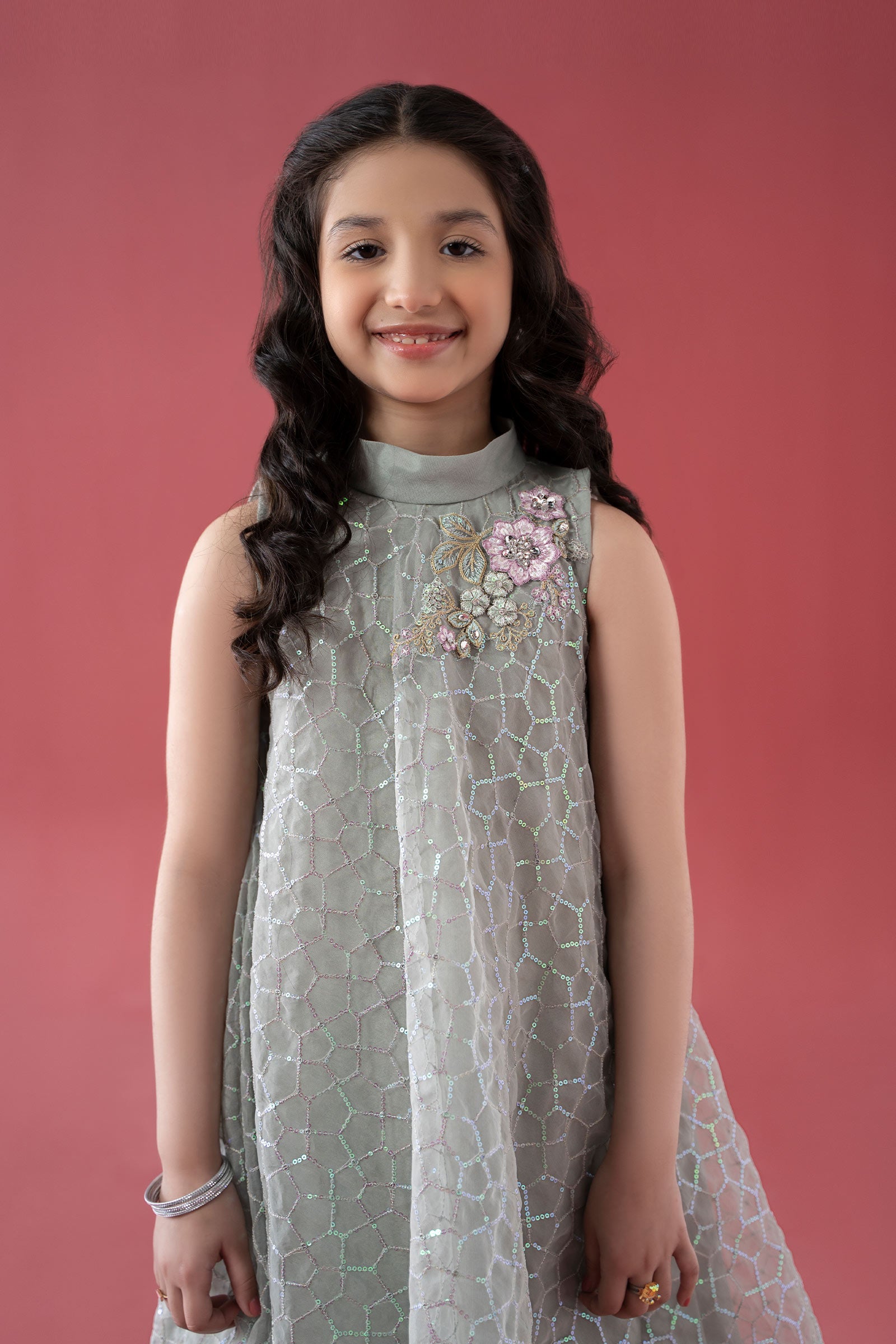 3 Piece Embroidered Poly Organza Suit - Kids Clothes - available at Maria Faisal in UK and USA