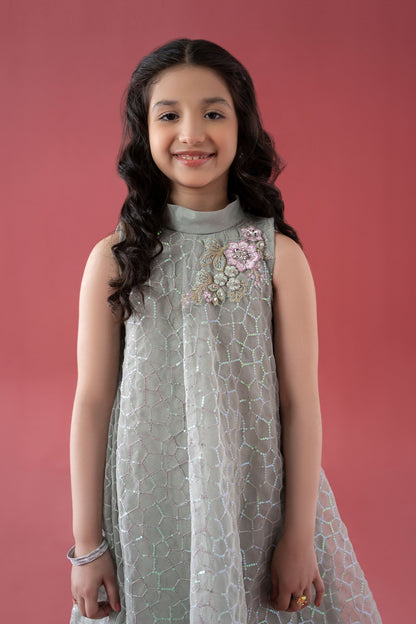 3 Piece Embroidered Poly Organza Suit - Kids Clothes - available at Maria Faisal in UK and USA