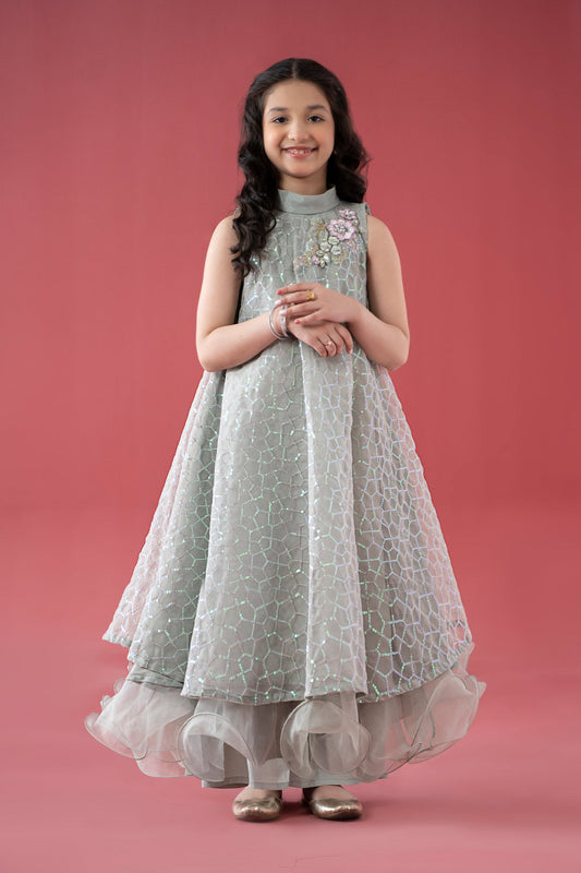 3 Piece Embroidered Poly Organza Suit - Kids Clothes - available at Maria Faisal in UK and USA