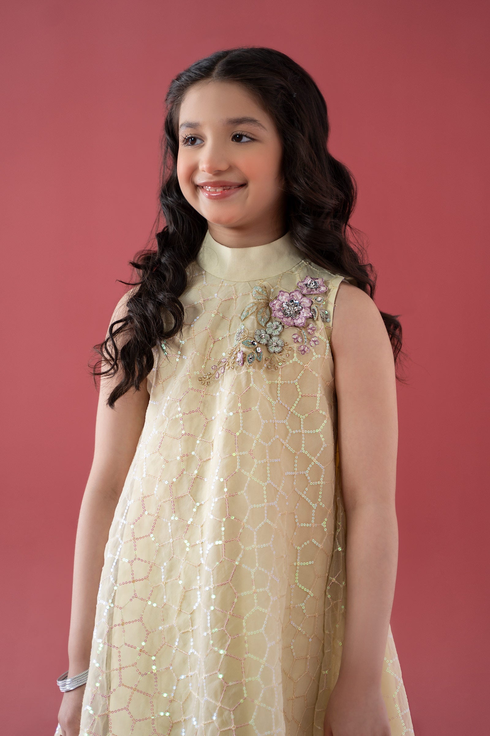 3 Piece Embroidered Poly Organza Suit - Kids Clothes - available at Maria Faisal in UK and USA