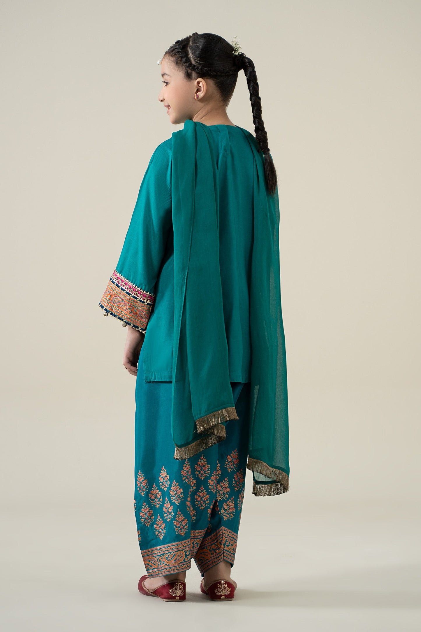 3 Piece Embroidered Raw Silk Suit - Kids Clothes - available at Maria Faisal in UK and USA