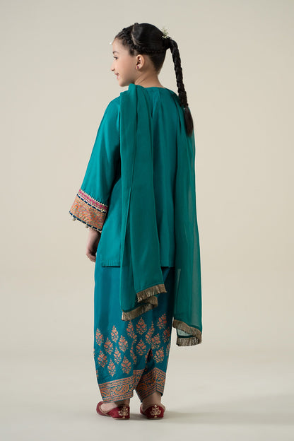 3 Piece Embroidered Raw Silk Suit - Kids Clothes - available at Maria Faisal in UK and USA