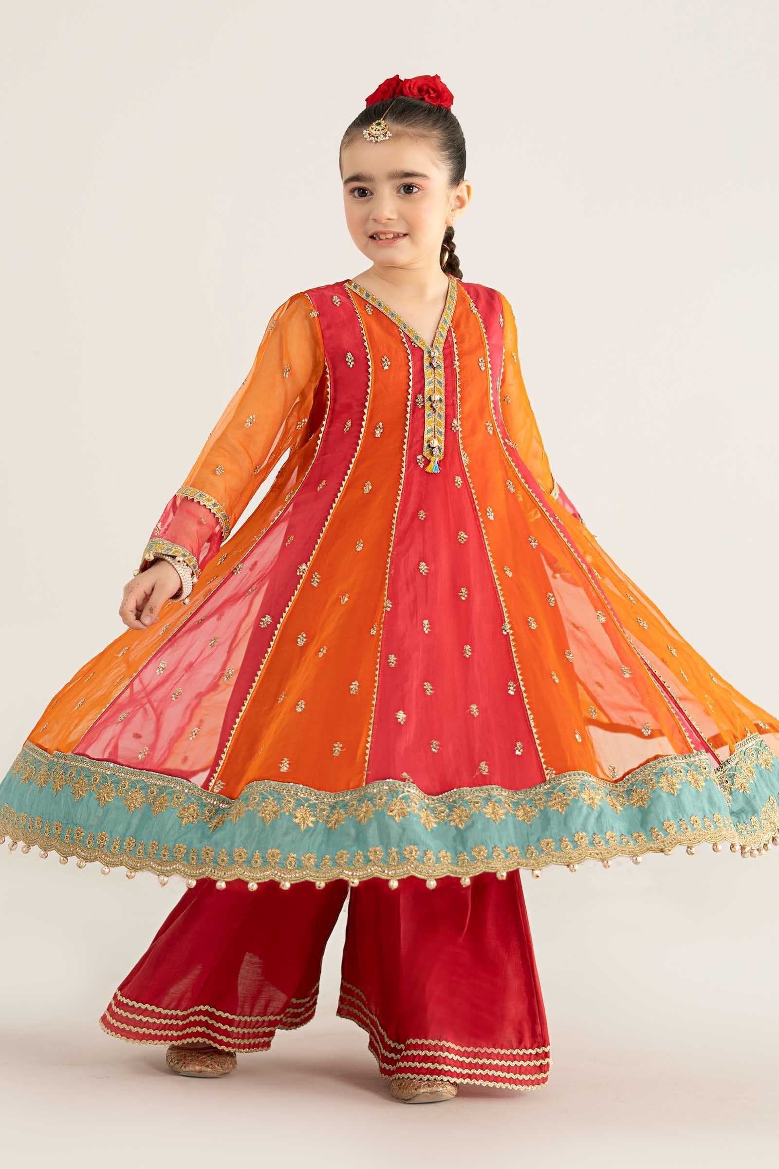 3 Piece Embroidered Poly Organza Suit - Kids Clothes - available at Maria Faisal in UK and USA