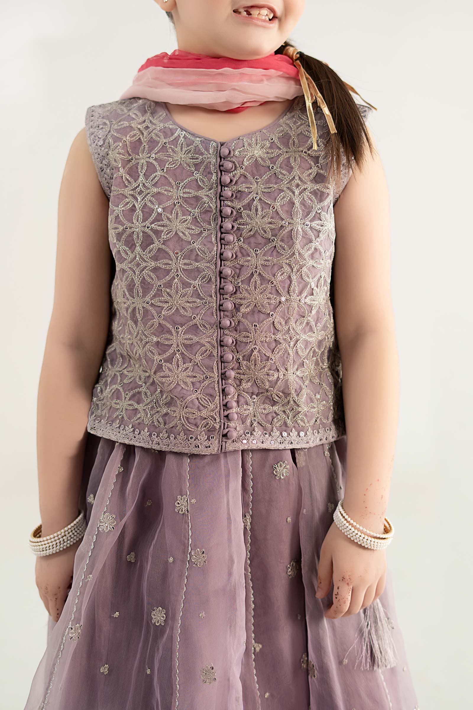 3 Piece Embroidered Poly Organza Suit - Kids Clothes - available at Maria Faisal in UK and USA