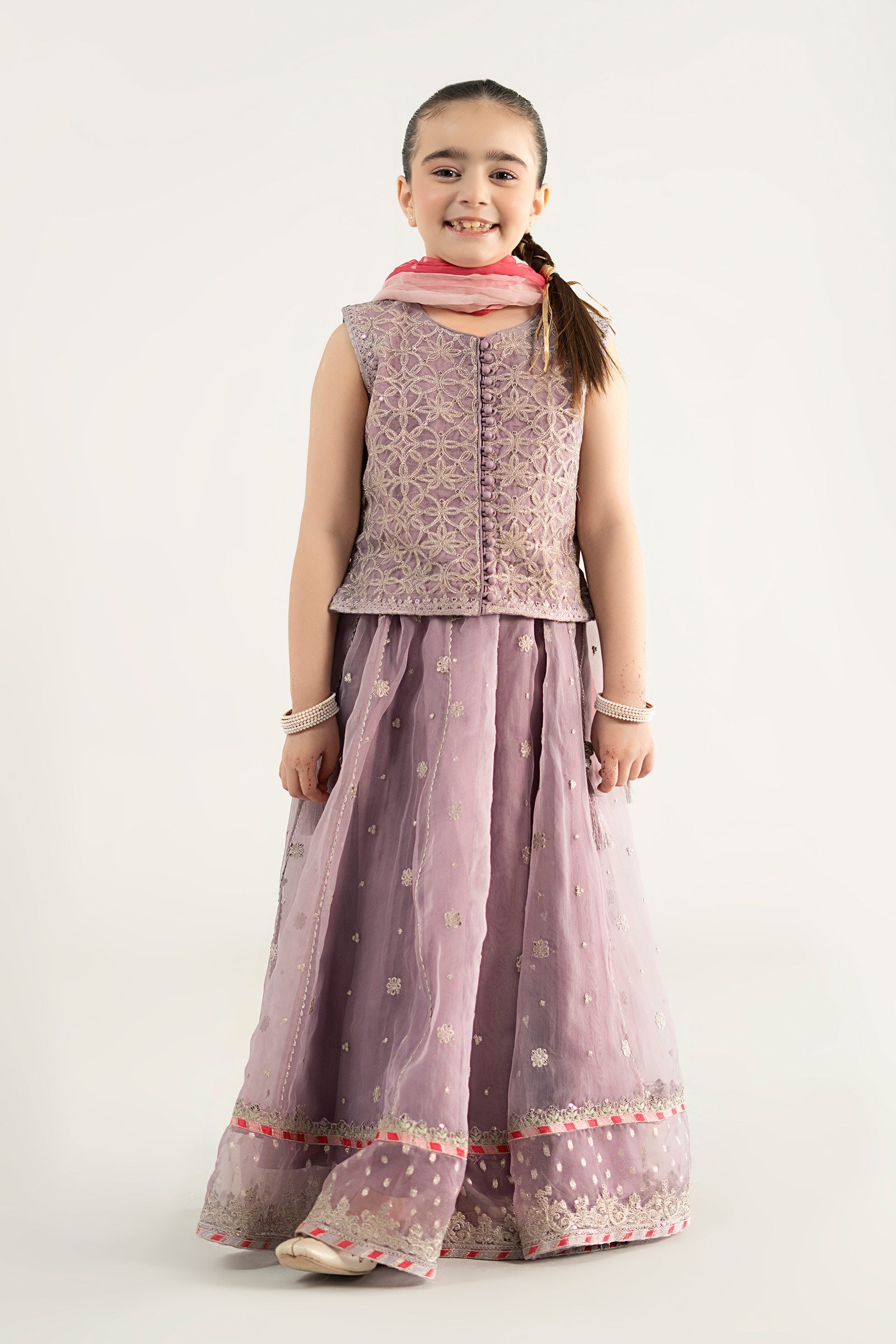 3 Piece Embroidered Poly Organza Suit - Kids Clothes - available at Maria Faisal in UK and USA