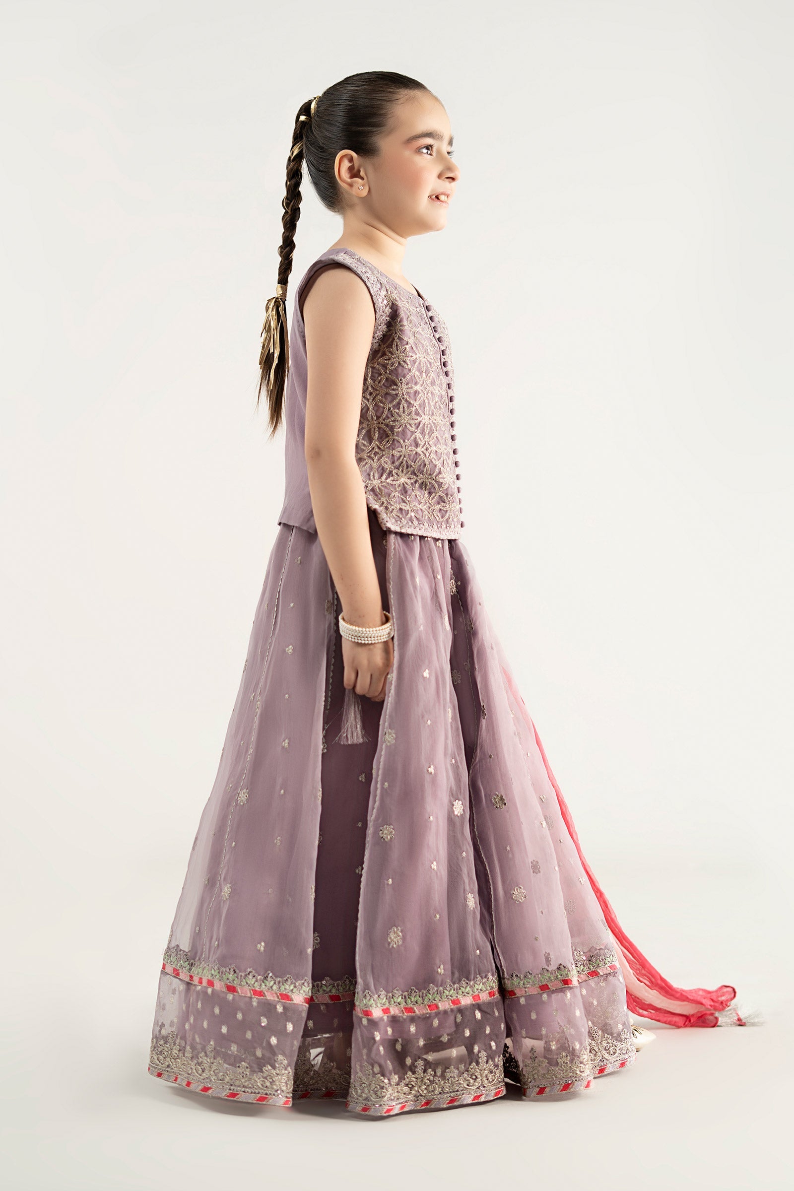 3 Piece Embroidered Poly Organza Suit - Kids Clothes - available at Maria Faisal in UK and USA